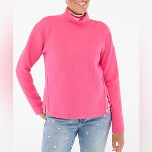 🆕J. Crew Vibrant Pink Herringbone Cowl Neck Sweater Top S🆕